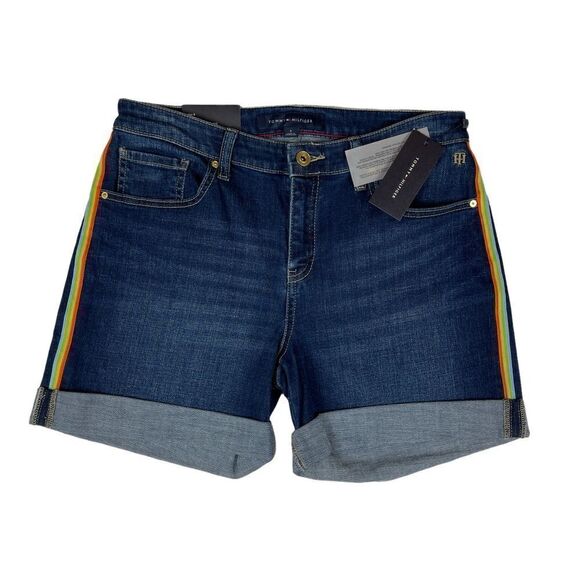 NWT Tommy Hilfiger Greenwich Shorts Midrise Side-Striped Denim Women's Size 6 - Picture 3 of 13